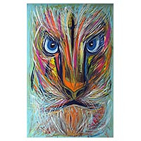 'Psychosis' (2016) - Signed 2016 Expressionist Painting of a Lion from Brazil