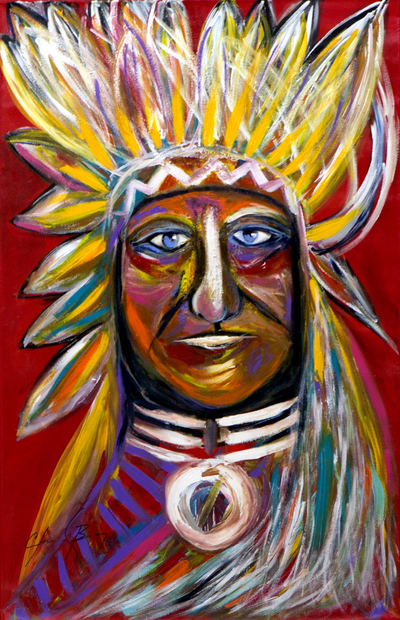 Brazil Multicolor Expressionist Signed Original Portrait