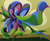 'Cutout Birds' (2004) - Multicolor Cubist Original Painting of Birds and Flowers thumbail