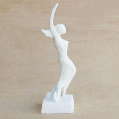 Marble resin sculpture, 'Erica' - Signed Marble Resin Sculpture of a Ballerina from Brazil