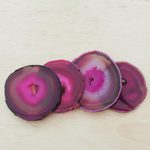 Agate coasters, 'Shocking Rose' (set of 4) - Deep Magenta Brazilian Agate Coasters (Set of 4)