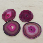 Agate coasters, 'Shocking Rose' (set of 4) - Deep Magenta Brazilian Agate Coasters (Set of 4)