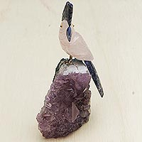 Gemstone sculpture, 'Gleaming Cockatoo'