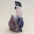Escultura de piedras preciosas, 'Cacatúa reluciente' - Escultura de pájaro de cuarzo rosa sodalita y amatista de Brasil
