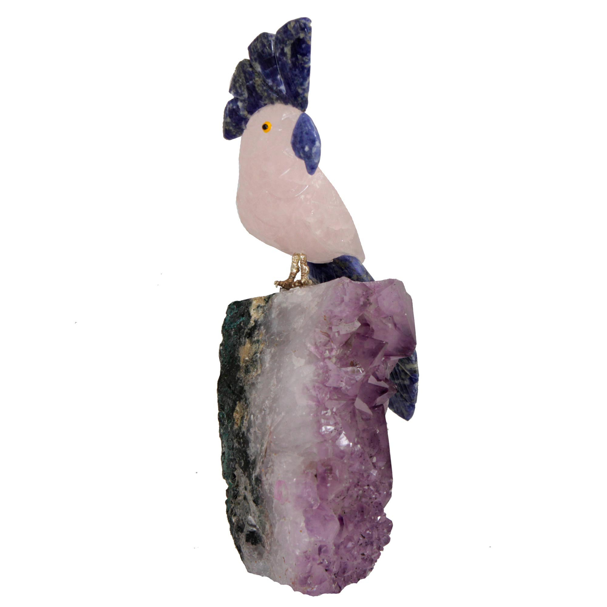 Sodalite Rose Quartz and Amethyst Bird Sculpture from Brazil - Gleaming ...