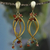 Gold accent sunstone dangle earrings, 'Fruits of Nature' - Gold Accent Golden Grass and Sunstone Earrings from Brazil