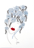 'Blue Floral Head' - Cuadro firmado de una mujer con cabello floral de Brasil