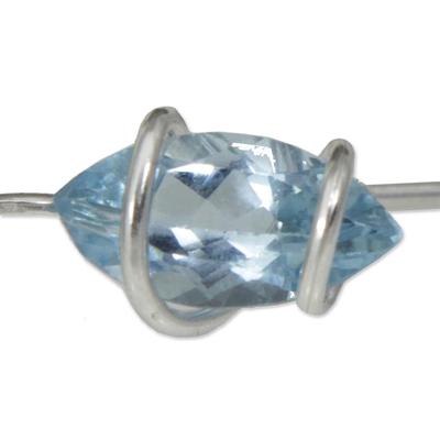 Blue topaz drop earrings, 'Cherished Crystals' - Blue Topaz and Sterling Silver Drop Earrings from Brazil