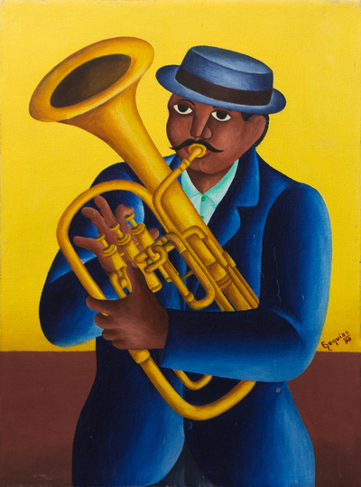 Brazilian Portrait Painting of a Tenor Horn Musician