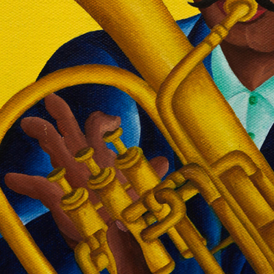 „Ein Musiker“. - Brasilianisches Porträtgemälde eines Tenorhornmusikers