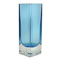 Art glass vase, Suspended Blue