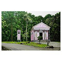 'Mayrink Chapel' - Signed Realist Painting of a Chapel from Brazil