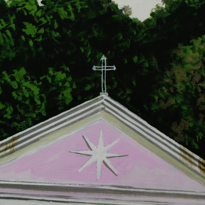'Mayrink Chapel' - Signed Realist Painting of a Chapel from Brazil