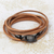 Leather wrap bracelet, 'Natural Satellite' - Stylish Leather Wrap Bracelet in Beige from Brazil (image 2) thumbail