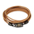 Leather wrap bracelet, 'Natural Satellite' - Stylish Leather Wrap Bracelet in Beige from Brazil thumbail