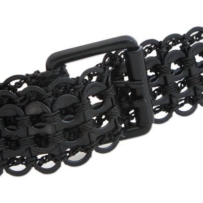 cinturón pop-top de refresco - Cinturón pop-top de refresco de aluminio reciclado negro de Brasil