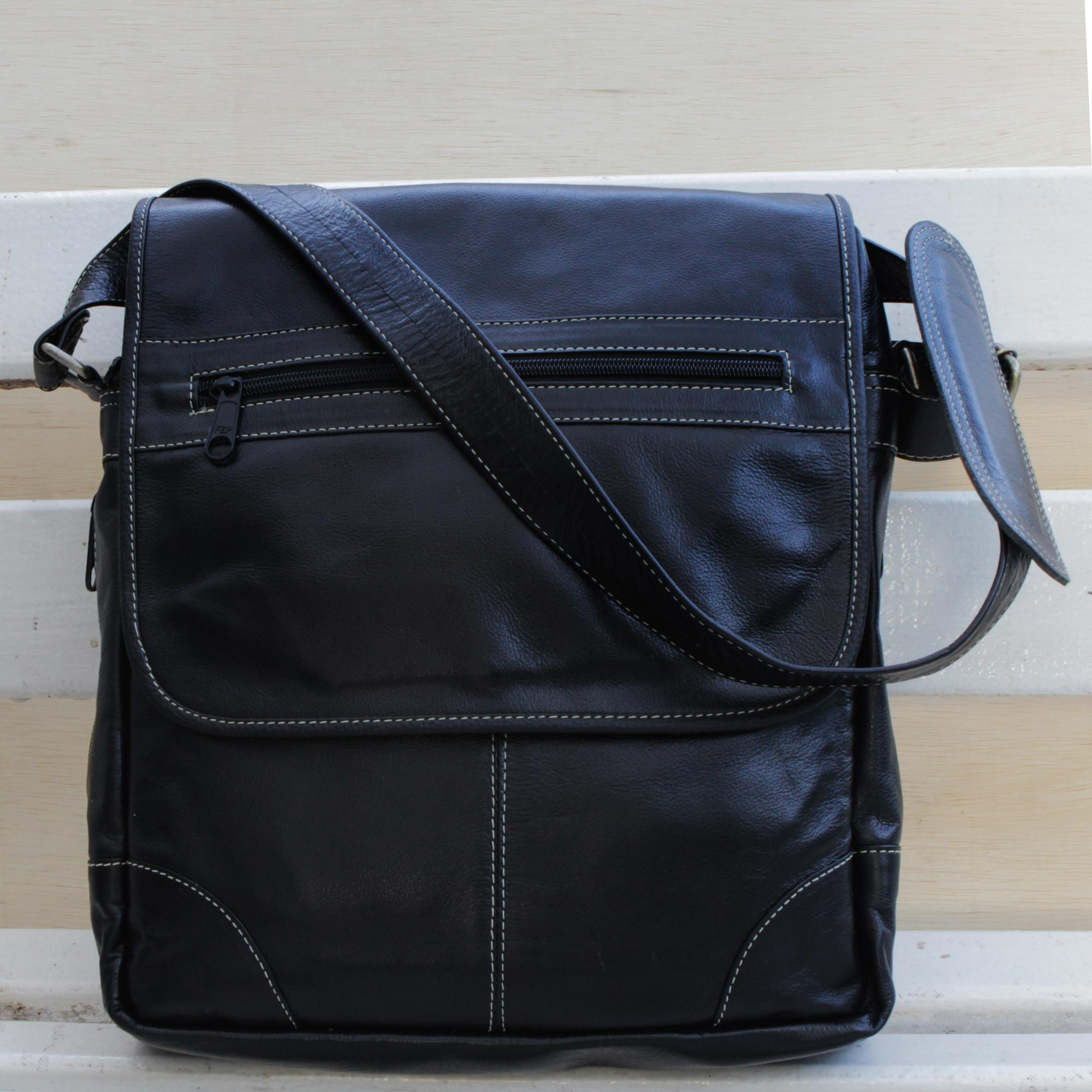 Men's Casual Plaid Shoulder Bag Leather Crossbody Pouch Adjustable Strap  Messenger Bag