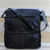 Leather messenger bag, 'Casual Traveler' - Handcrafted Leather Messenger Bag in Black from Brazil thumbail