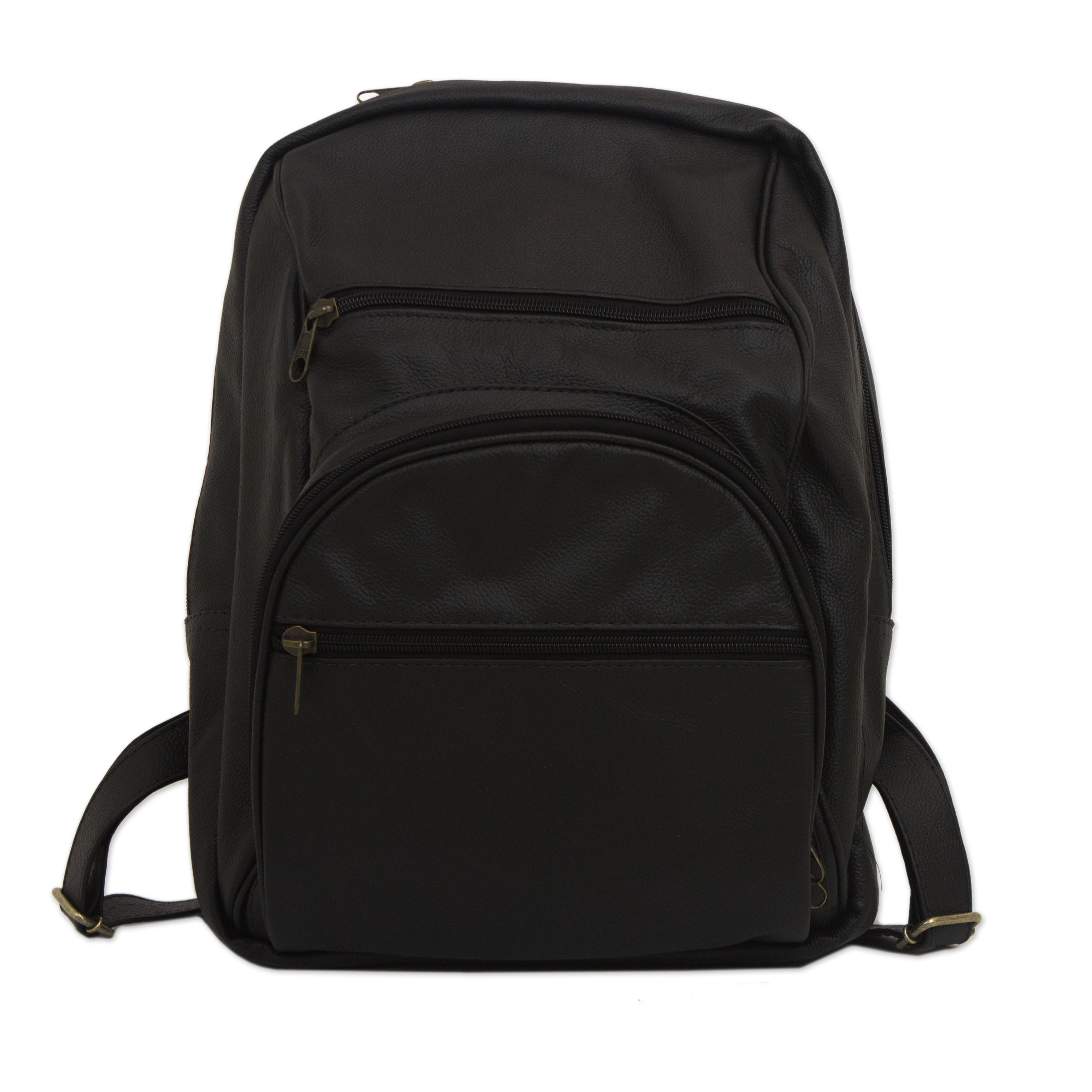 UNICEF Market | Adjustable Leather Backpack in Black from Brazil ...