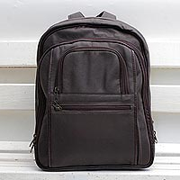 Leather backpack, Studious Traveler in Brown