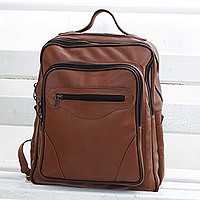 Leather backpack, 'Wild Journey'