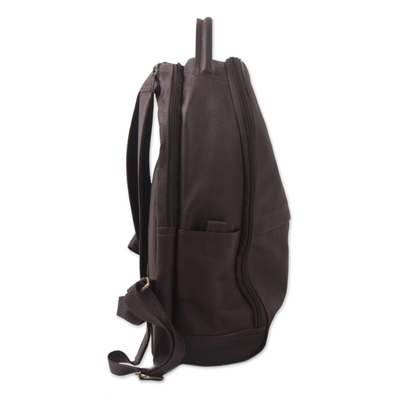 Leather backpack, 'Simple Traveler' - Simple Leather Backpack in Chocolate from Brazil