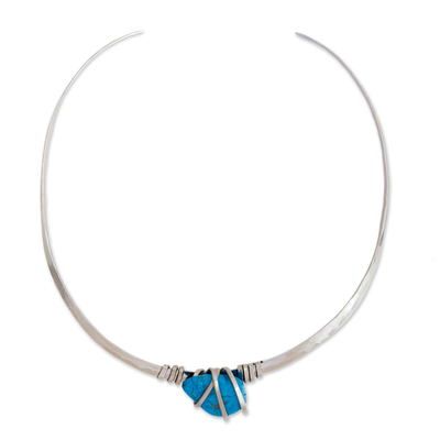 Blue Howlite Pendant Collar Necklace from Brazil