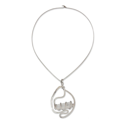 Quartz pendant necklace, 'Crystal Beauty' - Quartz Pendant Collar Necklace from Brazil