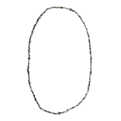 Handcrafted Natural Labradorite Long Beaded Necklace from Brazil