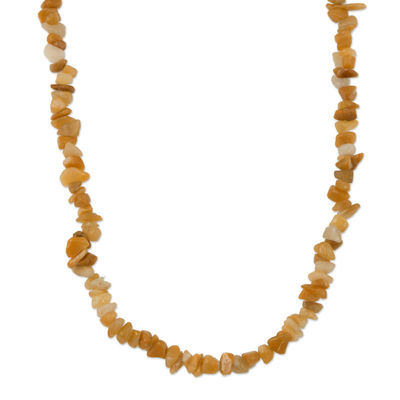 Lange gelbe Calcit-Perlenkette - Lange gelbe Calcit-Perlenkette aus Brasilien