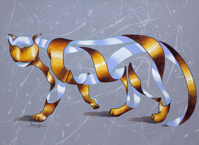 'Wild Tiger' - Original Surreal Bengal Tiger Painting from Brazil