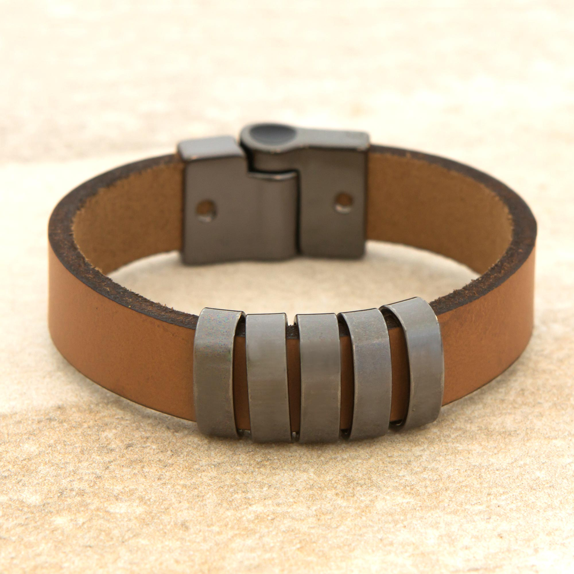 UNICEF Market | Men's Brown Leather Bracelet with Metal Accents from ...