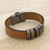 Men's leather wristband bracelet, 'City Cowboy' - Men's Brown Leather Bracelet with Metal Accents from Brazil (image 2c) thumbail