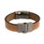 Men's leather wristband bracelet, 'City Cowboy' - Men's Brown Leather Bracelet with Metal Accents from Brazil (image 2d) thumbail