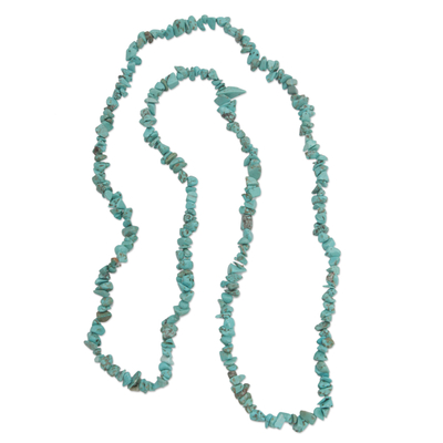 Perlenkette - Kunsthandwerklich gefertigte Halskette aus rekonstituierten türkisfarbenen Perlen