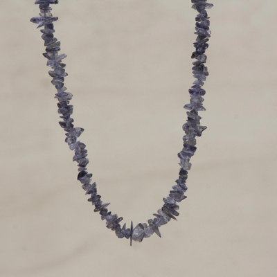 Iolite beaded necklace, 'Blue-Violet Infatuation' - Natural Iolite Beaded Necklace Artisan Crafted in Brazil