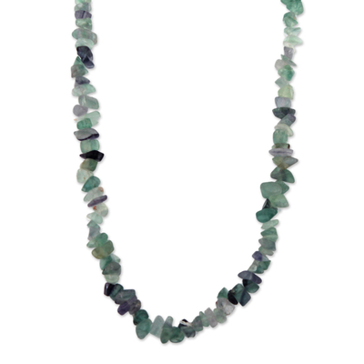 Fluorite beaded necklace, 'Blue-Green Infatuation' - Artisan Crafted Beaded Fluorite Necklace from Brazil Jewellery