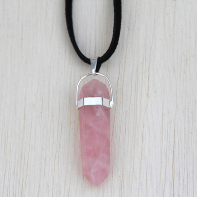 natural rose quartz pendant