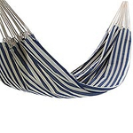 Woven Striped Cotton Double Hammock from Brazil, 'Maritime Brazil'