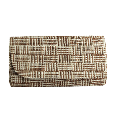 Palm leaf clutch, 'Thatched Stripes' - Handcrafted Striped Palm Leaf Clutch Handbag from Brazil