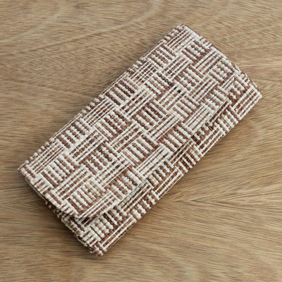 Palm leaf clutch, 'Thatched Stripes' - Handcrafted Striped Palm Leaf Clutch Handbag from Brazil