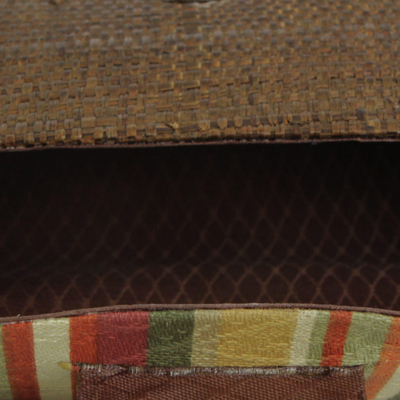 Baguette de hoja de palma con detalles de algodón - Baguette de hoja de palma con acento de algodón tejido a mano de Brasil