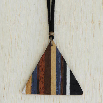 Wood pendant necklace, Dusk Triangle