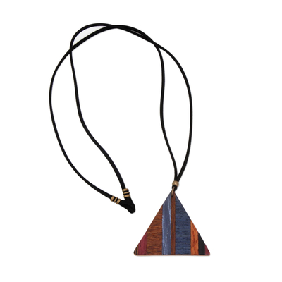 Wood pendant necklace, 'Transcendent Triangle' - Triangular Wood Pendant Necklace from Brazil