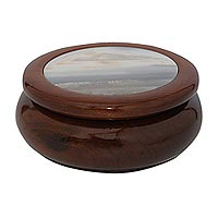Agate and wood decorative box, 'Secret Delight' - Wood and Grey Agate Decorative Box from Brazil