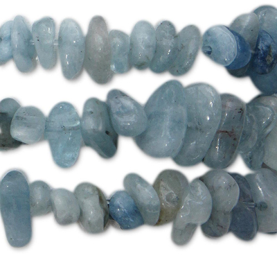 Aquamarine beaded stretch bracelets, 'Naturally Aqua' (set of 3) - Set of Three Aquamarine Beaded Stretch Bracelets from Brazil
