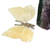 Gemstone sculpture, 'Honeyed Butterfly' - Gemstone Butterfly Sculpture in Honey Calcite and Amethyst (image 2e) thumbail