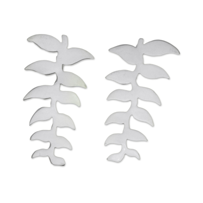 Pendientes colgantes de plata - Aretes colgantes de plata frondosos hechos a mano en Brasil
