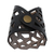 Leather wristband bracelet, 'Brazilian Geometry in Black' - Geometric Leather Wristband Braclet in Black from Brazil (image 2d) thumbail