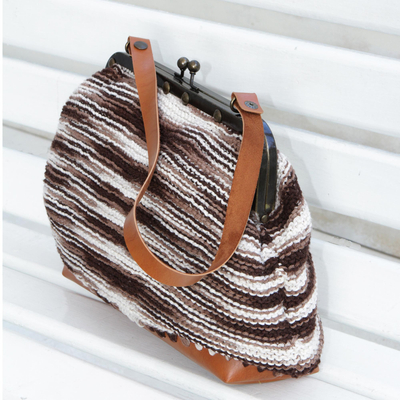 Cotton shoulder bag, 'Complex Aura' - Hand-Crocheted Cotton Shoulder Bag from Brazil